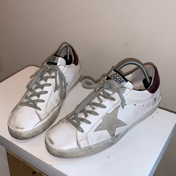 Golden Goose Shoes - GOLDEN GOOSE SUPERSTAR SNEAKERS WHITE/BURGUNDY/GREY size 37
